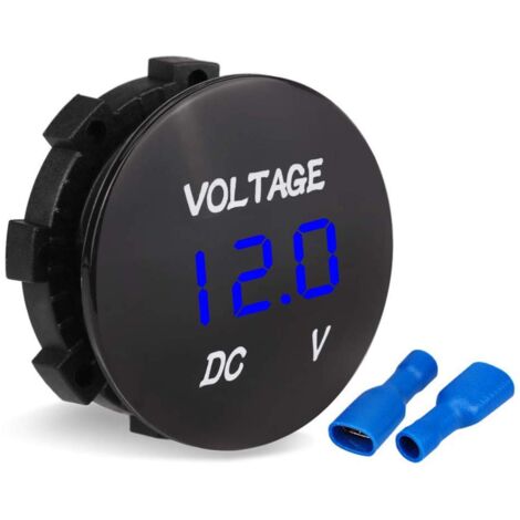 Voltmètre Moto, Voiture Moto Led Affichage Numérique Voltmètre Dc Voltmètre 12V-24V pour Bateau Moto Camion Marine (Bleu)-JUSCH (1/5)