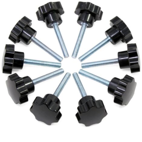 10PCS M6x40 Boutons étoiles, bouton moleté à filetage femelle, poignée en plastique noir boutons de serrage pour équipement mécanique-JUSCH (1/4)