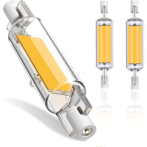 Ampoule R7S LED 78mm Dimmable, 10W R7S Ampoules LED COB, R7S LED 78mm Haute Lumière Blanc Chaud 3000K, R7S LED Lampe 1000LM, éclairage à faisceau 360 °, AC 220-240V, Pack de 2