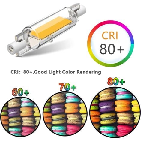 Ampoule R7S LED 78mm Dimmable, 10W R7S Ampoules LED COB, R7S LED 78mm Haute Lumière Blanc Chaud 3000K, R7S LED Lampe 1000LM, éclairage à faisceau 360 °, AC 220-240V, Pack de 2