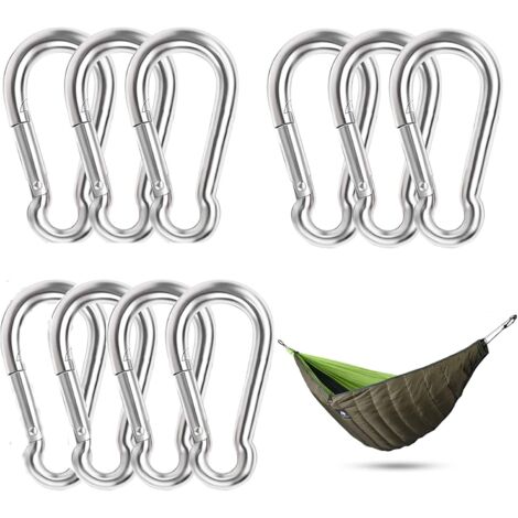 10 Pièces Mousqueton en Acier Inoxydable Attache Mousqueton Clip Mousqueton Étanche Résistant à la Rouille Durable pour Sports Hamac Pêche Balançoire Camping Maison Horticulture Décoration (1/5)
