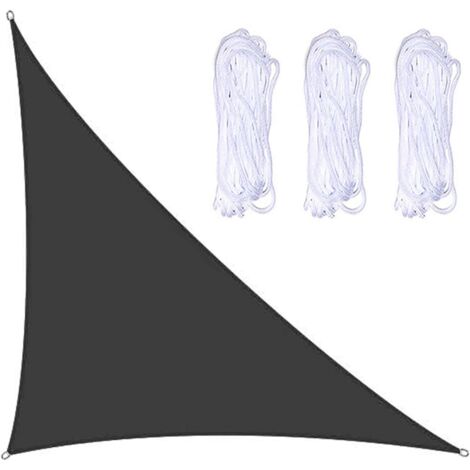 Voile d'ombrage à angle droit 3 x 4 x 5 m avec 3 cordes, pour jardin, terrasse, fête, cour, camping(Noir) (1/5)