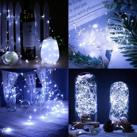 [Lot de 2] Guirlande Lumineuse Exterieur Solaire, 120 LED Guirlande Guinguette Solaire Étanche 12M 8 Modes Fil de Cuivre Guirlande pour Jardin Terrasse Mariage Noël Fête, Blanc Froid