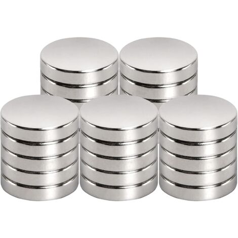Beijiyi – Aimant néodyme 15 mm x 3 mm – Force magnétique jusqu'à 18 feuilles A4 – Revêtement triple couche nickel-cuivre – Lot de 25 pièces