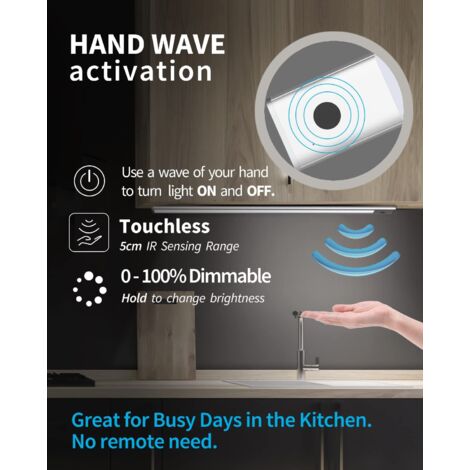éclairage Cuisine Lampe LED Sous Meuble Rechargeable - 50 LED, Dimmable, Détecteur Mouvement - Pour Cuisine, Placard - 25,5 Cm Cuisine Equipee Complete