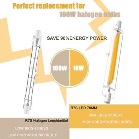 EIMOPE Ampoule R7S LED 78mm Dimmable 10W, Équivalent à Lampe