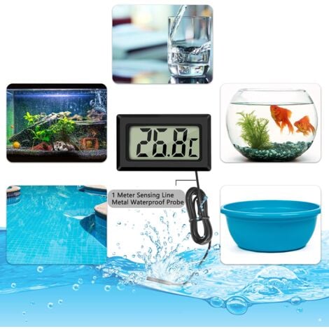 4 Pcs Thermomètre Réfrigérateur ,Thermomètre LCD Numérique avec Sonde Étanche pour Réfrigérateur Congélateur Aquarium (Lot de 2 Noir et 2 Blanc)