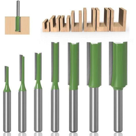 6mm Fraise défonceuse droite, 7 pièces Mèches de routeur droites Fraise à tranchants droits Jeu de mors droits Outils de travail du bois de fraise en bois de carburateur