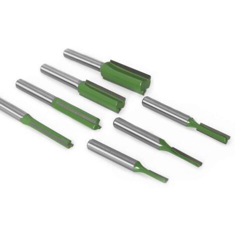 6mm Fraise défonceuse droite, 7 pièces Mèches de routeur droites Fraise à tranchants droits Jeu de mors droits Outils de travail du bois de fraise en bois de carburateur