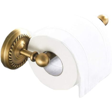 Porte-Papier Toilette Mural Laiton Antique Support de Rouleau de Salle de Bain Rétro Porte-Rouleau de Papier WC avec Support pour téléphone portable