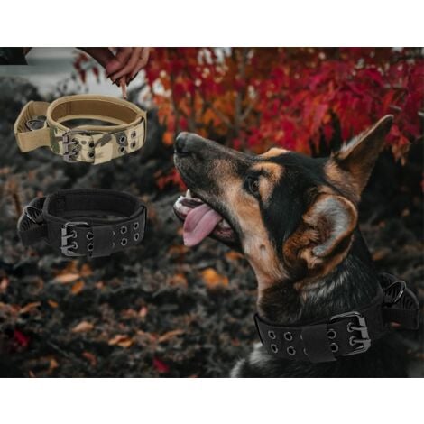 Améliorer Collier de Chien Tactique avec Poignée de Commande, Militaire Collier Réglable Chien Rembourré pour Chiens de Taille Moyenne Grand Entraînement (XL, Noir)