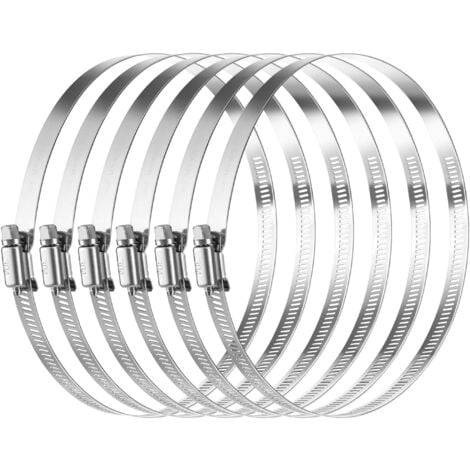 Colliers de serrage en pouces Colliers de serrage en acier inoxydable 304 Colliers de serrage réglables 141 mm-165 mm Collier de serrage (lot de 6)
