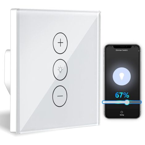 Aougo – Gradateur WiFi encastré à commande vocale – Luminosité réglable 1-100% – Fonction de minuterie – Compatible avec lampes INC CFL LED