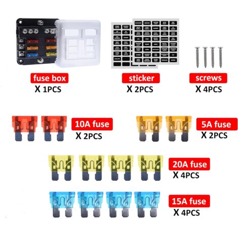 Bloc Fusible Voiture 12V 6 Voies Flintronic Avec Voyants LED - Compatible Fusibles ATC/ATO