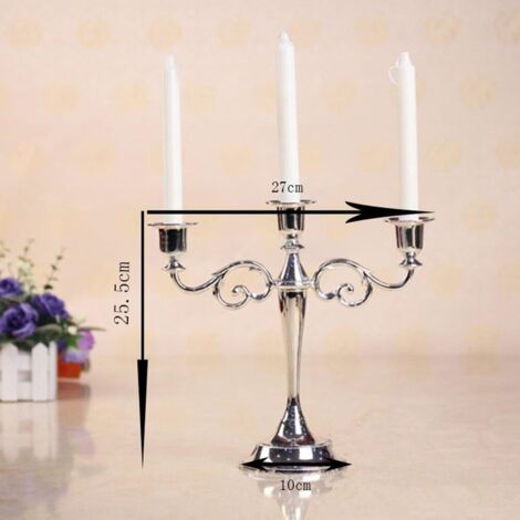 Ensemble De 3 Chandeliers Bougeoirs En Métal Noir - Hauteurs 16,2/19,1/21,8 Cm, Pour Bougies Coniques - Décoration Mariage, Fête