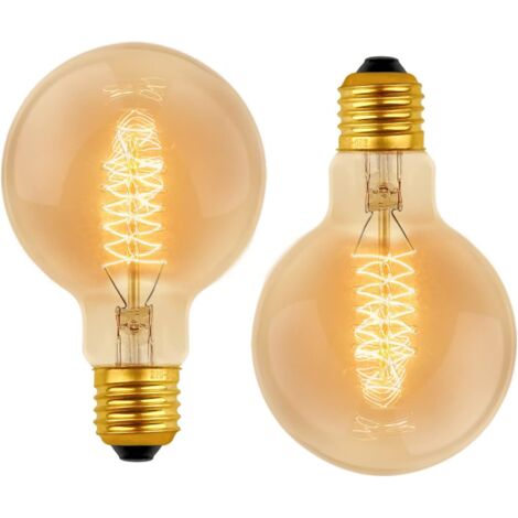 Aougo – Ampoule filament décorative E27 dimmable 60W – Blanc chaud 2700K – 600 lumens – Design rétro en verre ambré – Lot de 2 - 600lm