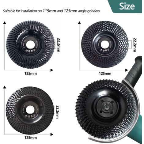 Disque Bois Meuleuse 125mm, 3 Pièces Disques de Meulage pour Façonner, Meuler et couper. Roues pour Meuleuse d'angle