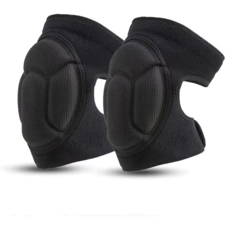 Aougo – Genouillères de travail noires antidérapantes – Protection efficace contre les chocs – Conception ergonomique avec Velcro ajustable – Pour jardinage et sports