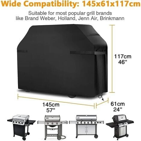 Housses de barbecue Housse de barbecue étanche Coupe-vent, indéchirable Housse de barbecue avec sangles et sac de rangement (145 x 61 x 117 cm)
