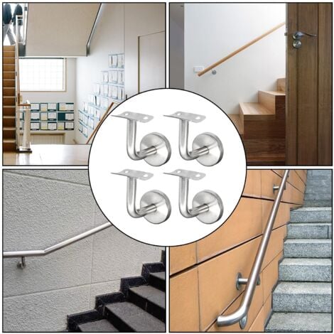 Support Main Courante Inox 304 pour Rampe Escalier Support Mural Rampe Bois Argent (4 Pièces) NPTERBL