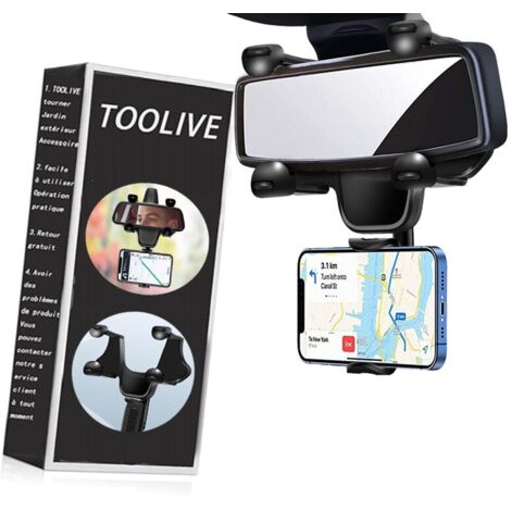 Support de Téléphone Rétroviseur Voiture Montage Tourne à 360 °,Support de Téléphone Universel pour Rétroviseur de Voiture (3,7 Pouces) (1/5)