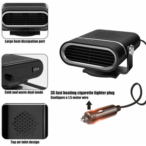Noir,Chauffage de Voiture, Portable 12V Dégivreur de Voiture à Réchauffeur Rapide 90° à 360 Noir,Chauffage de Voiture, Portable 12V Dégivreur de Voiture à Réchauffeur Rapide 90° à 360