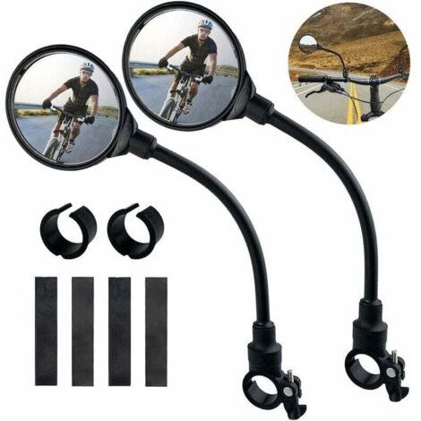 Lot de 2 Rétroviseurs Vélo pour Guidon, Rétro Velo Guidon Retroviseur Réglables à 360 °, Rétroviseur Trotinette électrique, Lunette Retroviseur pour VTT