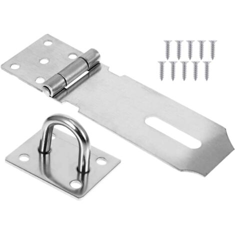 Loquet de porte robuste en acier inoxydable avec vis, fermoir de porte, verrou de portail, loquet de remise, agrafe de cadenas - 4 pouces (1/5)
