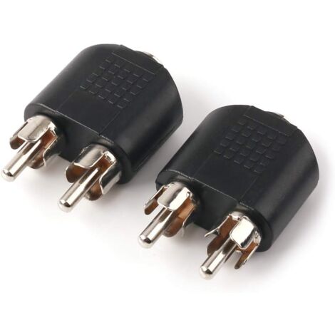 Adaptateur audio d'interconnexion stéréo 3,5 mm (1/8 pouce) femelle vers deux têtes audio RCA mâles, lot de 2 (1/5)