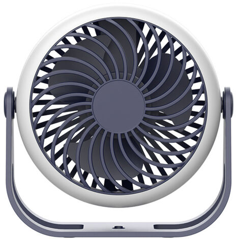 Mini ventilateur portable USB rotatif à 360 ° avec crochet, batterie 2500 mAh pour bureau, chambre, tente, voyage (bleu) (1/5)