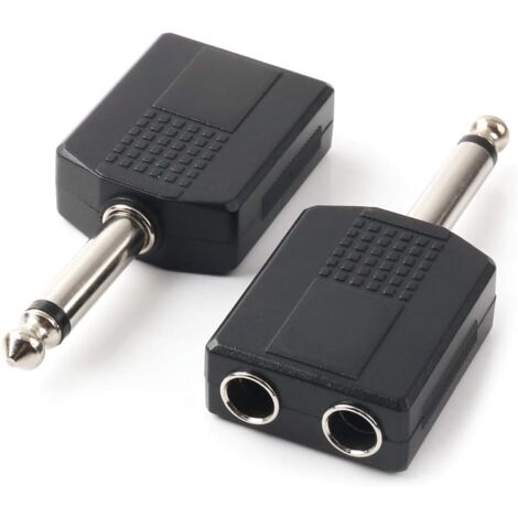 Adaptateur audio d'interconnexion TS mâle 6,35 mm 1/4 pouce vers TS femelle 2 1/4 pouce 6,35 mm, lot de 2 (1/5)