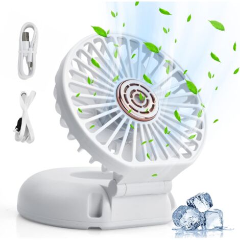 Mini ventilateur portable en 1, mini ventilateur à main rechargeable USB, ventilateur de poche à 3 vitesses, ventilateur personnel pliable, ventilateur de table pour voyage au bureau (blanc) (1/5)