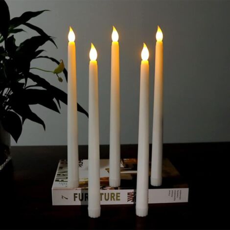 6 Bougies LED Coniques Sans Flamme - Avec Télécommande - Fonctionnement Sur Piles