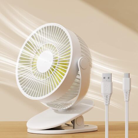 ATEngeus Mini ventilateur Pince USB 5 inch avec batterie 5000 mAh