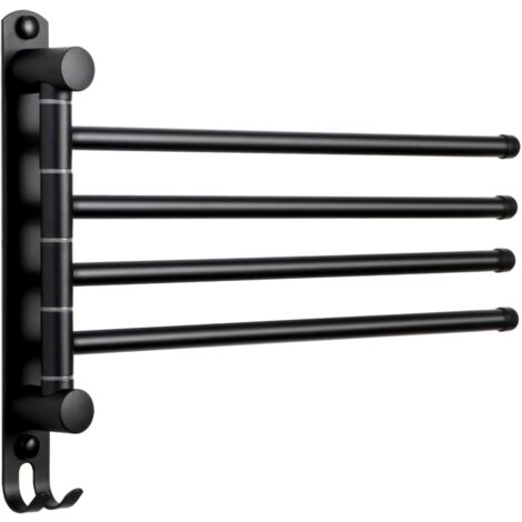 Porte-serviettes de salle de bain avec 4 barres Porte-serviettes rotatif à 180° en acier inoxydable SUS304 Porte-serviettes mural pour évier de cuisine de salle de bain (1/5)