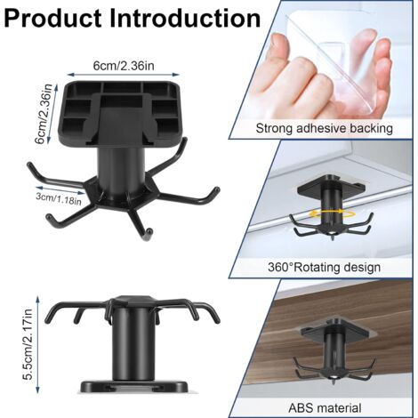 Lot de 8 supports à ustensiles de cuisine rotatifs à 360°, sans perçage, rangement, crochet pour ustensiles de cuisine | Leroy Merlin Lot de 8 supports à ustensiles de cuisine rotatifs à 360°, sans perçage, rangement, crochet pour ustensiles de cuisine | Leroy Merlin