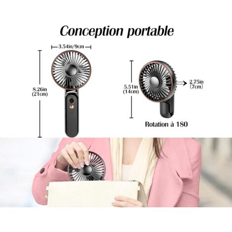 Ventilateur De Cou Portable 5200mAh - Silencieux 3 Vitesses - Rechargeable USB C