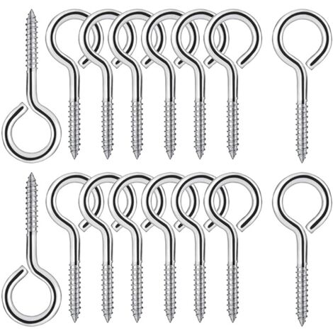 25 Pièces M4 Piton à Visser en Acier Inoxydable 304 Vis Mouton Oeil Rond Auto Taraudeuse Vis à Anneau Crochets à Oeil Boulon à œil Crochets Piton à Vis 50mm