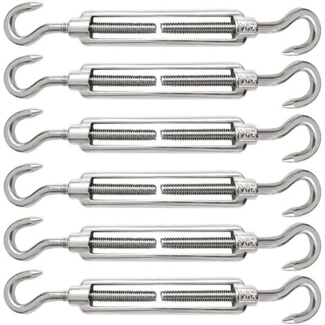 6 Pièces Tendeur Cable M5 Tendeur Cable Inox 304 Réglable Crochet de Ridoir et Crochet pour Tendeur de Fil Cable Acier Corde Crochet Tendeur Accessoires (1/5)