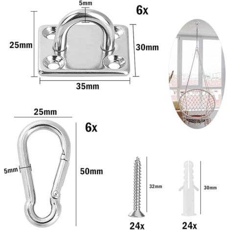Plaque œillet Inox 304 Anneaux De Plafond SUpoetry 2 Pièces - Acier Inoxydable 304, Crochet Pivotant, Pour Hamac Ou Sac De Frappe Accroche Sac Frappe Mural
