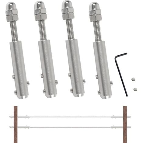 4 Pièces Tendeur Cable Inox pour Cable Inox 4mm,Terminal pour Fil Inox Métallique Terminal À Vis pour Câble Métallique 4 mm, Livré Avec une Clé En Forme De L Et Deux Vis De Rechange