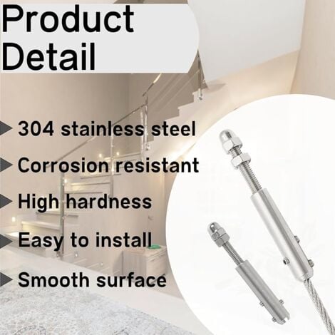 4 Pièces Tendeur Cable Inox pour Cable Inox 4mm,Terminal pour Fil Inox Métallique Terminal À Vis pour Câble Métallique 4 mm, Livré Avec une Clé En Forme De L Et Deux Vis De Rechange