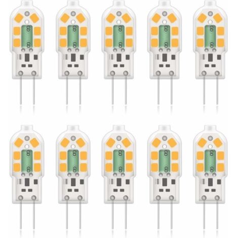 G4 2W LED Ampoule, 20W Ampoules Halognes quivalentes, Blanc Chaud 3000K,200Lm,12x SMD,12V AC/DC - Pack de 10 [Classe nergtique A+] (1/5)