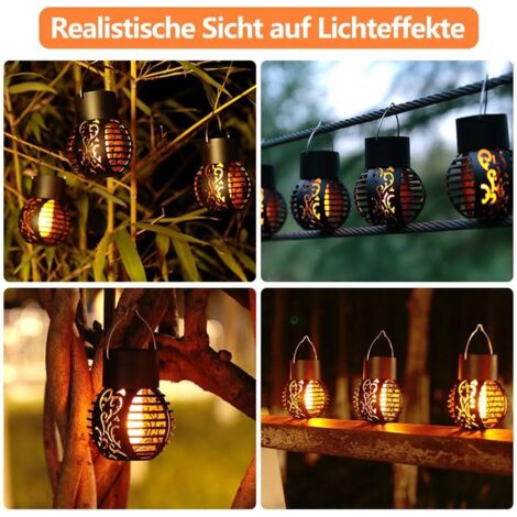 IEEILULU 2PCS Lanterne Solaire Montgolfière Extérieur - Effet Flamme LED Étanché Pour Jardin Balcon