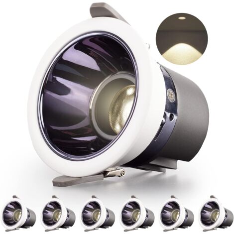 Spot Salle de Bain Led Encastrable 6 Pack 7W 700LM = 70W Incandescence,IP44,Blanc Naturel 4000K,AC 220-240V,Découpe 70-75mm,Rond ultraslim Plafond encastré pour Cuisine,Salon(Blanc) (1/5)