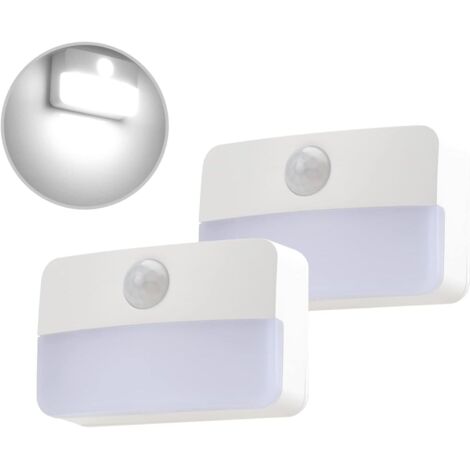 Veilleuse avec détecteur de mouvement, lumière à capteur, 2 lampes LED pour armoires, lampe d'appoint fonctionnant sur piles,blanc froid (1/5)