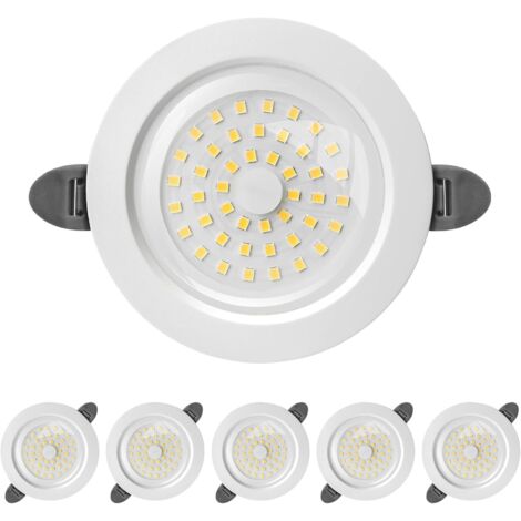 Spot LED Encastrable, IP44 Spot led Interieur, Spot Encastré Extra Plat 28mm, 9W 900lumen Equivalent 90W Incandescence, Lumière Neutre 4500K, pour Salle de Bain, Salon, Cuisine, Lot de 6