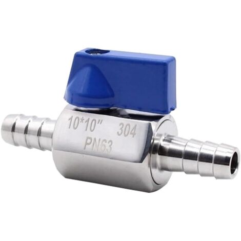 Robinet à bille en acier inoxydable, Barb x Barb Mini interrupteur d'arrêt vanne de contrôle raccords pour tuyaux flexibles(10 mm) (1/3)