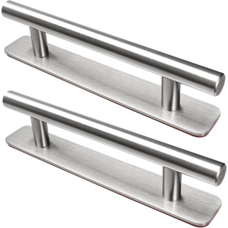Poignée de Meuble Autocollante, 2 Pièces Poignées de Porte en Acier Inoxydable, 150mm Poignées pour Placards Cuisine Porte Commode Armoire(Argent) (1/5)