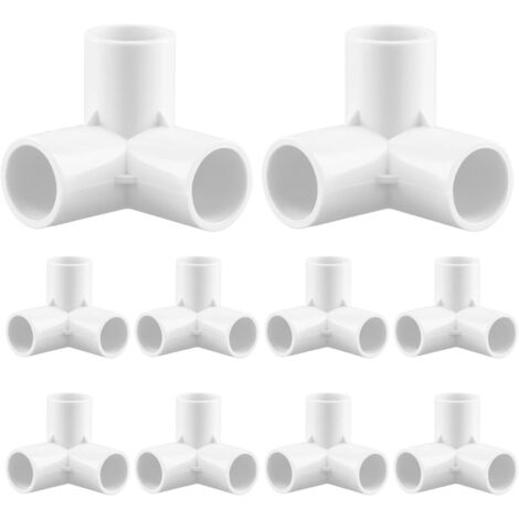 10 pièces raccords de tuyauterie à 3 voies, diamètre intérieur de 20mm, blanc, connecteurs d'angle de tuyau en plastique PVC